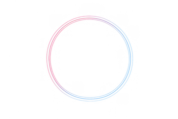 Futuristic circular frame producing a vibrant light effect, ideal for modern design elements. Background is transparent