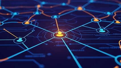 digital network concept visualizing interconnected user profiles and digital data flow in a secure online environment for modern business solutions.