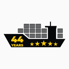 Forty Four Year Shipping Experience Cargo Ship Icon
