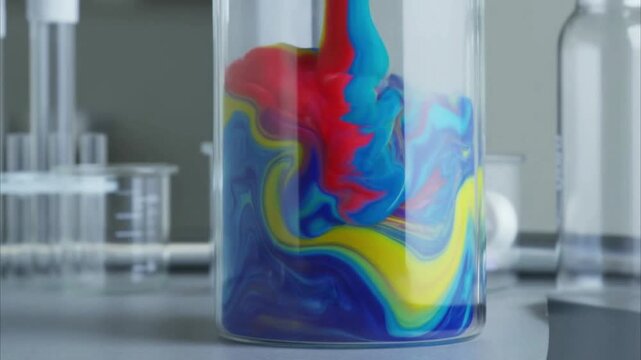 Fluid Dynamics in Motion: Colorful Liquid Mixing Experiments Visualizing Laminar Flow, Vortices & Turbulent Patterns