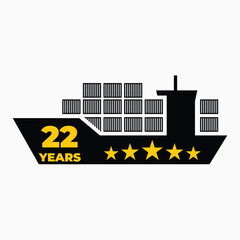 Twenty Two Year Shipping Experience Cargo Ship Icon
