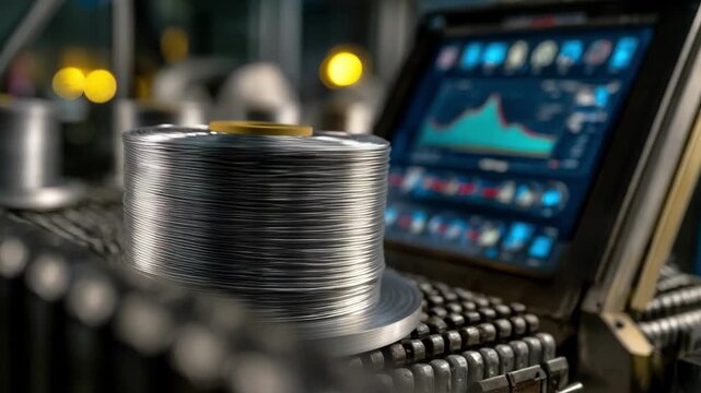Medium shot of advanced silver wire coiling automation showcasing realtime monitoring and control for consistent quality output.