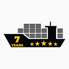 Seven Year Shipping Experience Cargo Ship Icon