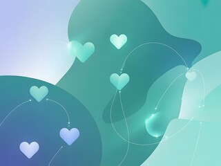 Trust building vector background using layered transparent shapes, heart icons, and connecting lines expressing reliability and unity