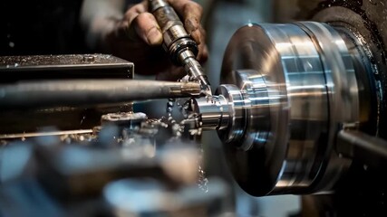 Hands adjusting polishing tools on a lathe machine to refine the finish of a cast metal piece showcasing precision and craftsmanship.