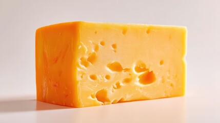Isolated processed cheese slice on bright backdrop with crisp edges and soft highlights