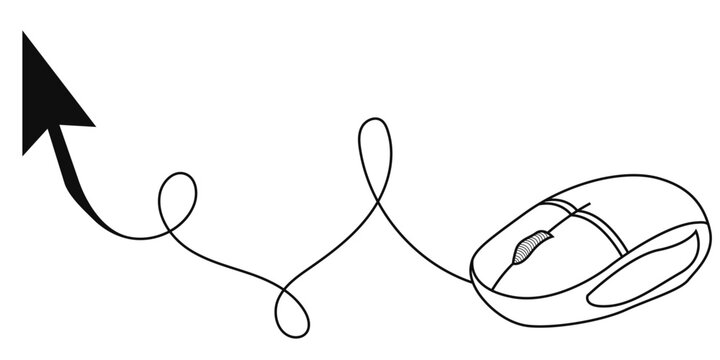 Computer mouse simple line art vector