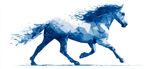 Horse animal on polygonal art  style. Generative AI technology.	
