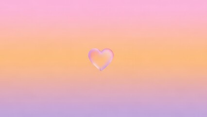 Heart shape silhouette glowing in center of soft pastel rainbow gradient background