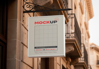 Hang Street Store Sign on Elegant Street Mockup