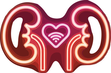 Obraz premium Red Heart with Wi Fi Symbol and Swirls WiFi pink