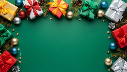 Colorful christmas gifts and decorations