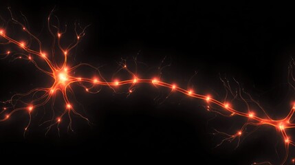 Glowing Neuron Cell on Black Background
