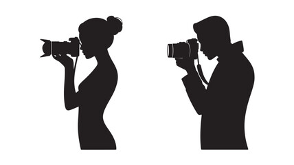 Silhouette Photographers Taking Pictures with Cameras