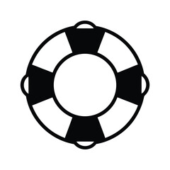 Lifebuoy silhouette vector, Underwater ocean icon, Nautical symbols theme design
