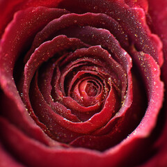 Deep Red Rose Close-Up: Velvet Petals, Macro Detail, Romantic Floral Beauty, Love, Passion, Valentine's Day