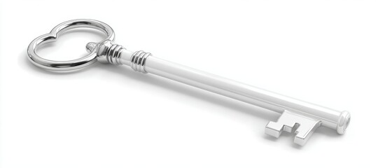 Old style metal house key on white background. Generative AI technology.