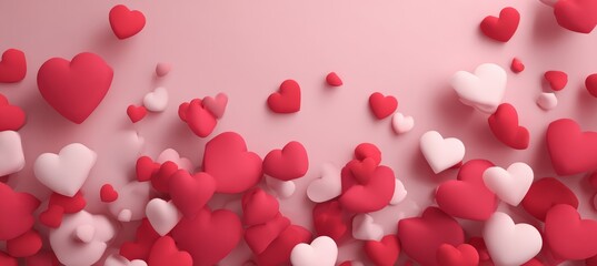 3D love balloon background. Valentine wedding romance theme. Generative AI technology.	
