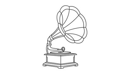 Vintage gramophone illustration on white background