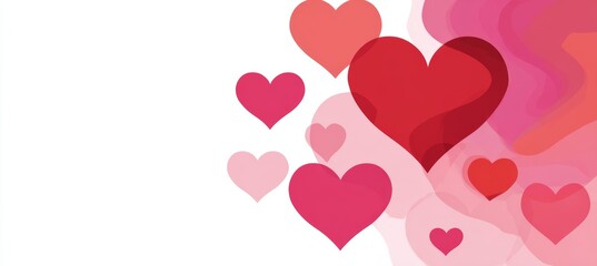 Red love shape background. Valentine wedding romance theme. Copy space for text and advert. Generative AI technology.	
