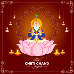 Vector illustration of Happy Cheti Chand Jayanti social media template