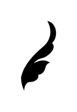 Graceful Acanthus Leaf Scroll Silhouette on Isolated White Background