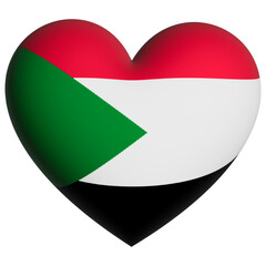 3d heart flag of Sudan icon vector illustration sign 