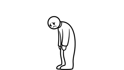 Fototapeta premium Sad person standing alone with unhappy facial expression