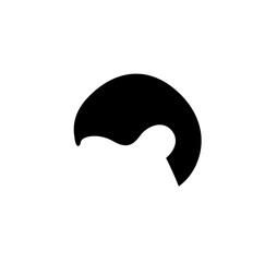 Abstract Half-Moon or Crescent Shaped Design Element, isolated white background