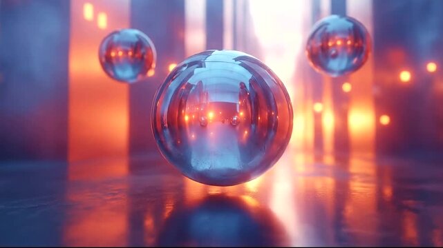 Colorful glass spheres floating in a vibrant backdrop