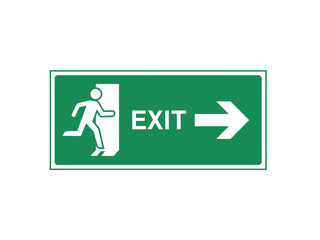 Emergency exit sign with running man pictogram and right arrow