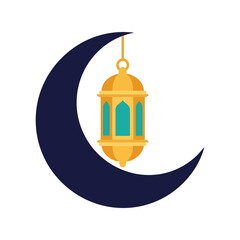 Elegant Crescent Moon Lantern Vector Design for Celebrations