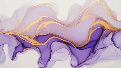 Fototapeta premium Elegant abstract fluid art with purple and gold shades creating a luxury feel