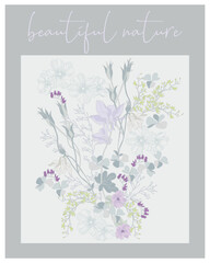 Poster with exotic flowers in vintage style