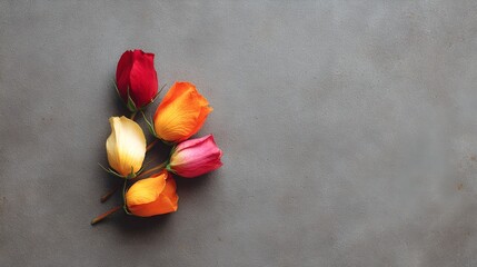 Beautiful vibrant bouquet of colorful roses and delicate flowers with soft petals arranged for elegant floral decoration and romantic gift presentation