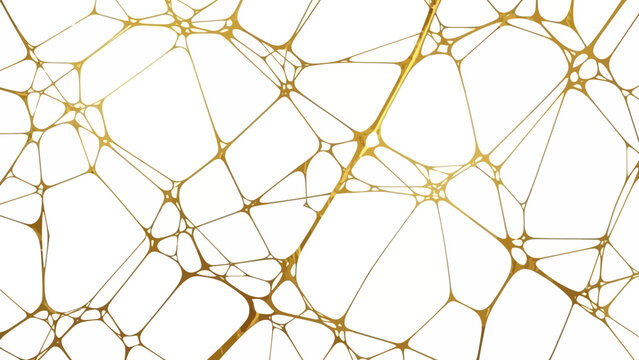 Elegant Golden Interconnected Neural Network Abstract Design on White Background