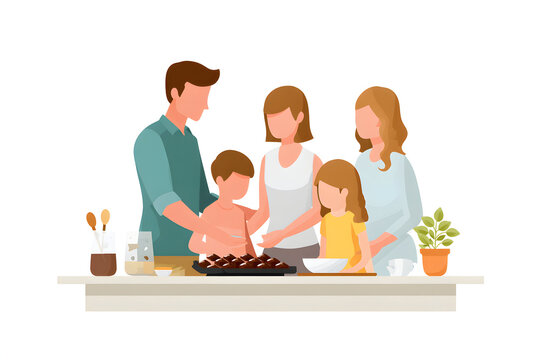 A Family's Culinary Moment: Capturing a heartwarming scene of a family coming together in the kitchen, their faces radiating happiness as they prepare a delicious meal together. - Powered by Adobe