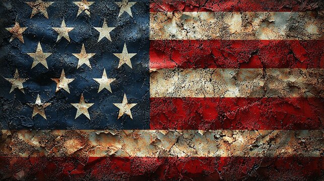 Vintage american flag with stars and stripes  distressed texture
