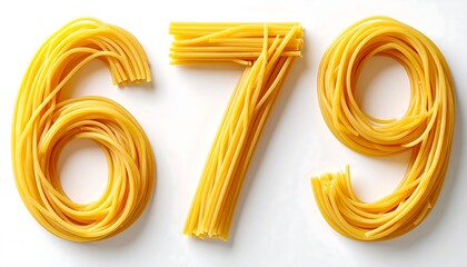 Numbers made of spaghetti - a creative food art concept.
