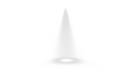White spotlight cone isolated on transparent background