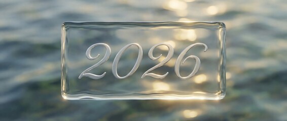 Liquid glass glassmorphism rectangle landscape in wave elegant style abstract background copy space	