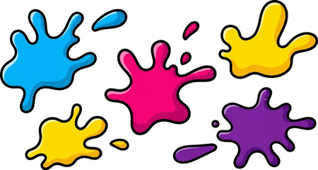 Colorful splashes of paint on a white background