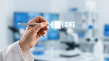 Core microchip high level planning concept for future processor innovation in modern laboratory technology research environment