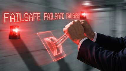 High level planning emergency brake pull warning alarm signal safety concept digital red light urgency risk prevention