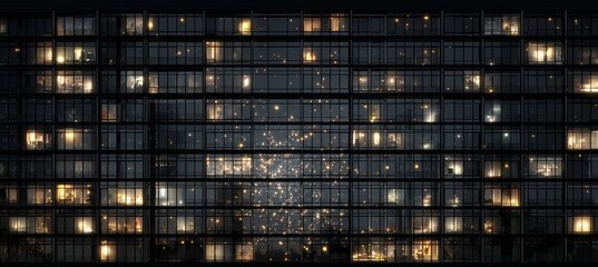 Light from apartment building facade windows. Generative AI technology.	
