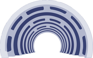 Obraz premium Abstract tunnel perspective with curved blue and light grey geometric shapes