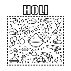 A Professional Vibrant Holi Festival Icon Symbol, Showcasing Indian Culture and Digital Colorful Powder Gulal Celebration Tradition in a Flat Design Minimalist Vector.