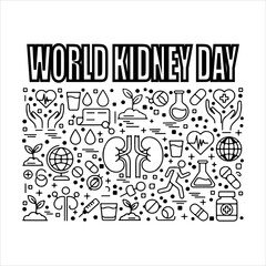 A Professional Healthcare World Kidney Day Symbol, Showcasing Medical Urology and Digital Organ Anatomy Health Awareness Prevention in a Flat Design Minimalist Vector for Hospital Wellness.