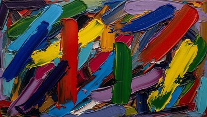 Vibrant Abstract Brush Strokes Artwork Painting.