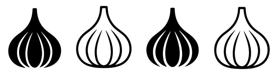 minimal garlic clove food icon set